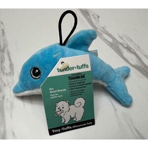 SmartPetLove Tender-Tuffs Tiny-Tuffs Dolphin Small Breed Squeaky Dog Toy Blue 6"